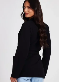 Quiz Black Tie Waist Blazer
