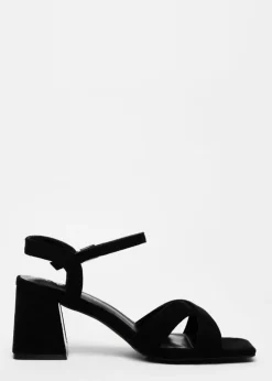 Quiz Black Wide Fit Faux Suede Heeled Sandals