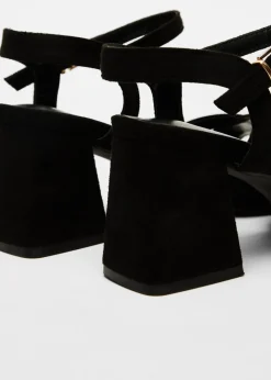 Quiz Black Wide Fit Faux Suede Heeled Sandals