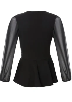 Quiz Black Wrap Front Buckle Top