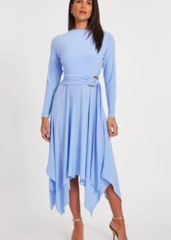 Quiz Blue Asymmetric Hem Midaxi Dress