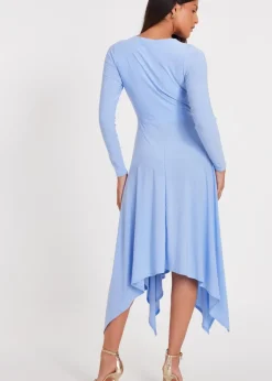 Quiz Blue Asymmetric Hem Midaxi Dress