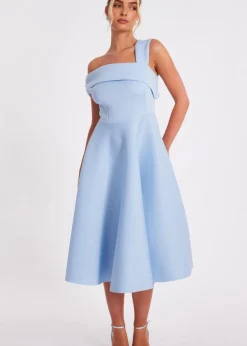 Quiz Blue Asymmetric Midi Dress