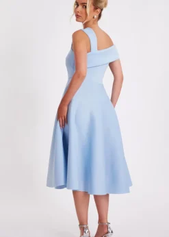 Quiz Blue Asymmetric Midi Dress