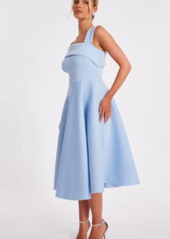 Quiz Blue Asymmetric Midi Dress