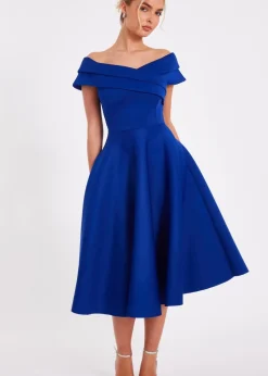 Quiz Blue Bardot Midaxi Dress