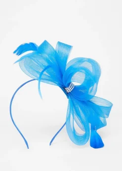 Quiz Blue Bow Diamante Headband Fascinator