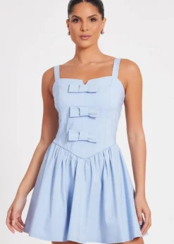 Quiz Blue Bow Front Mini Dress