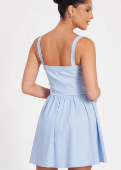 Quiz Blue Bow Front Mini Dress