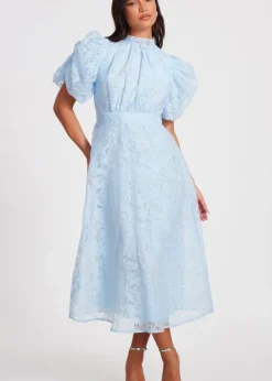 Quiz Blue Chiffon Diamante Midi Dress