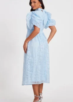 Quiz Blue Chiffon Diamante Midi Dress