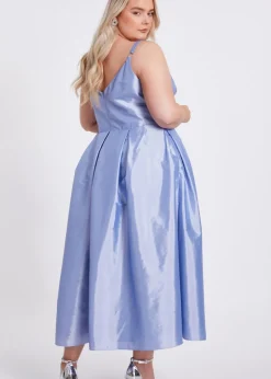 Quiz Blue Curve Taffeta Midi Dress