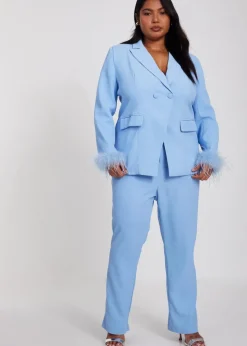 Quiz Blue Curve Tapered Leg Trousers