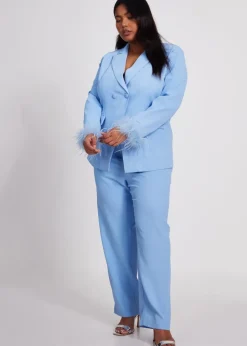 Quiz Blue Curve Tapered Leg Trousers