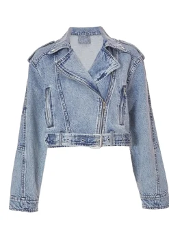 Quiz Blue Denim Biker Jacket
