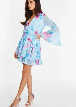 Quiz Blue Floral Chiffon Skater Dress