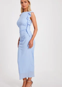 Quiz Blue Frill Midi Dress