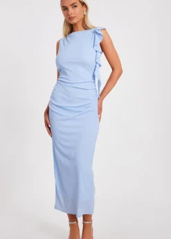 Quiz Blue Frill Midi Dress