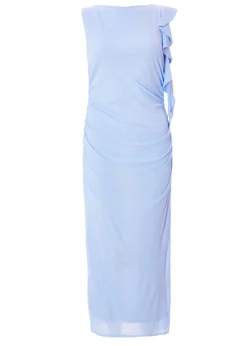 Quiz Blue Frill Midi Dress