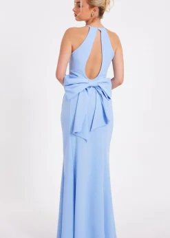 Quiz Blue Halter Neck Fishtail Maxi Dress