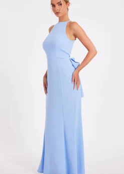 Quiz Blue Halter Neck Fishtail Maxi Dress