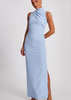 Quiz Blue High Neck Maxi Dress