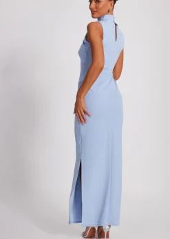 Quiz Blue High Neck Maxi Dress