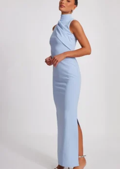 Quiz Blue High Neck Maxi Dress