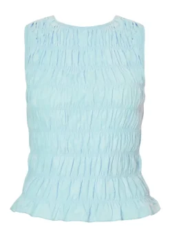 Quiz Blue Jacquard Gathered Top