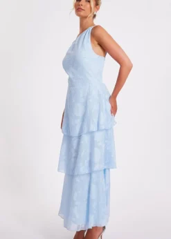 Quiz Blue Jacquard Maxi Dress