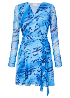 Quiz Blue Mesh Animal Print Skater Dress