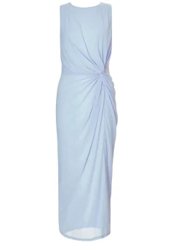 Quiz Blue Mesh Embellished Midaxi Dress