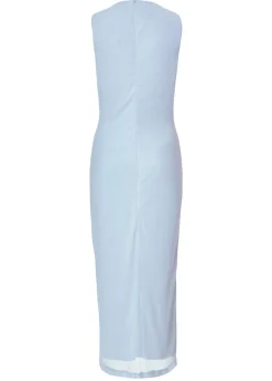 Quiz Blue Mesh Embellished Midaxi Dress