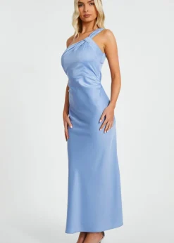 Quiz Blue One Shoulder Midaxi Dress