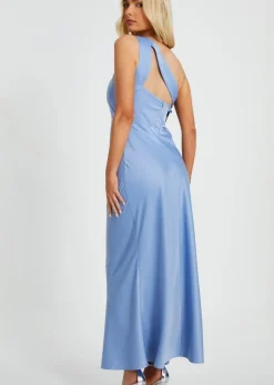 Quiz Blue One Shoulder Midaxi Dress