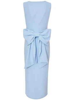 Quiz Blue Petite Bow Back Midaxi Dress