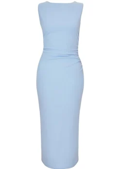 Quiz Blue Petite Bow Back Midaxi Dress