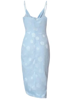 Quiz Blue Petite Chiffon Floral Midi Dress