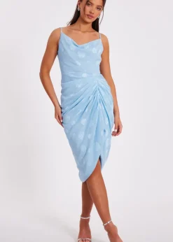 Quiz Blue Petite Chiffon Floral Midi Dress