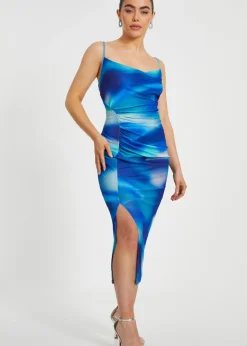 Quiz Blue Petite Cowl Neck Midi Dress