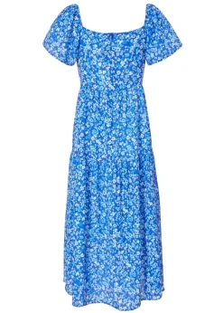 Quiz Blue Petite Floral Print Midi Dress