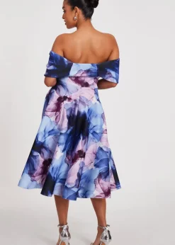 Quiz Blue Petite Floral Skater Dress