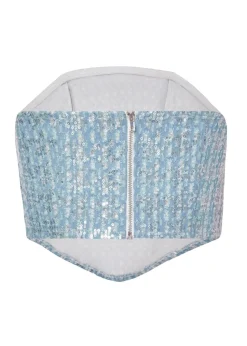 Quiz Blue Sequin Denim Bandeau Top