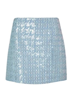 Quiz Blue Sequin Denim Mini Skirt