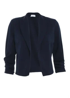 Quiz Blue Shawl Collar Crop Jacket