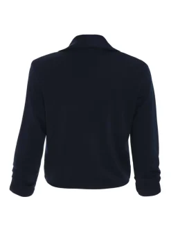 Quiz Blue Shawl Collar Crop Jacket