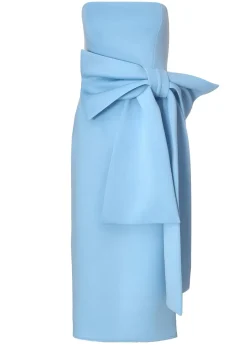Quiz Blue Strapless Bow Midi Dress