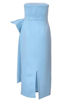 Quiz Blue Strapless Bow Midi Dress