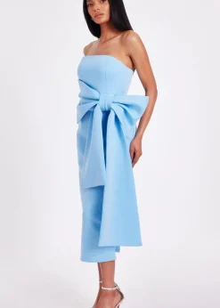 Quiz Blue Strapless Bow Midi Dress