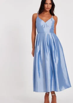 Quiz Blue Taffeta Midaxi Dress